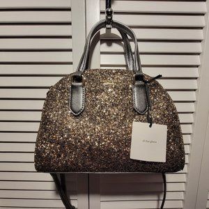 Kate Spade Mini Reiley Laurel Way Glitter Crossbody in Gunmetal